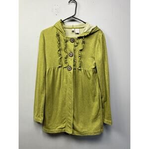 Stella Star Ruffled Jacket Junior Size XS Green button front pockets hooded